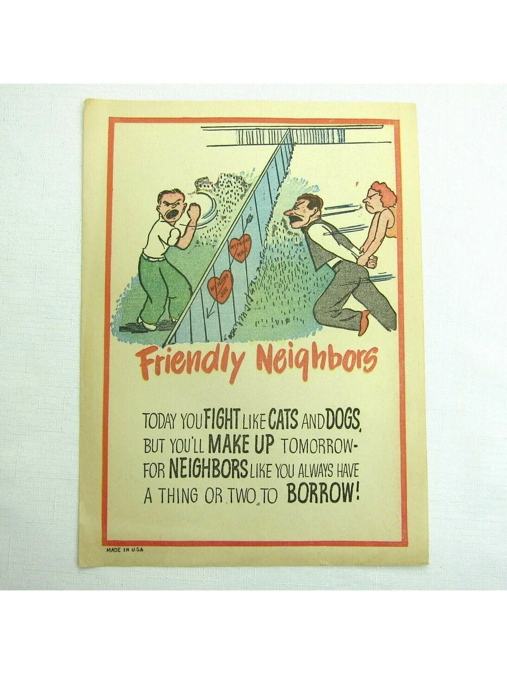 Vintage Vinegar Valentine Friendly Neighbors Penny Dreadful Insult Poem Ephemera